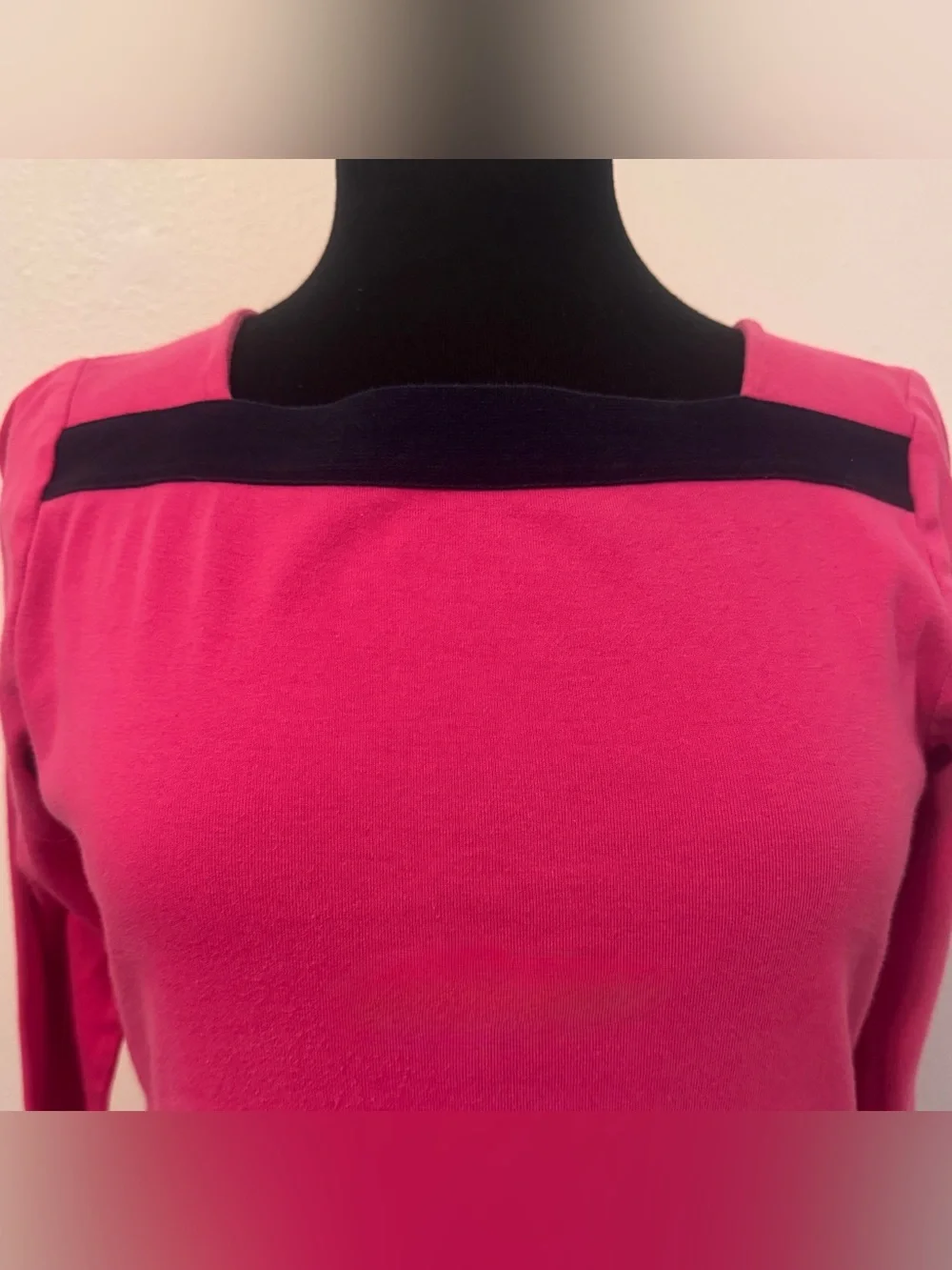 Lauren Ralph Lauren Pink 100% Cotton Square Neck 3/4 Sleeve Top Medium - Picture 2 of 9